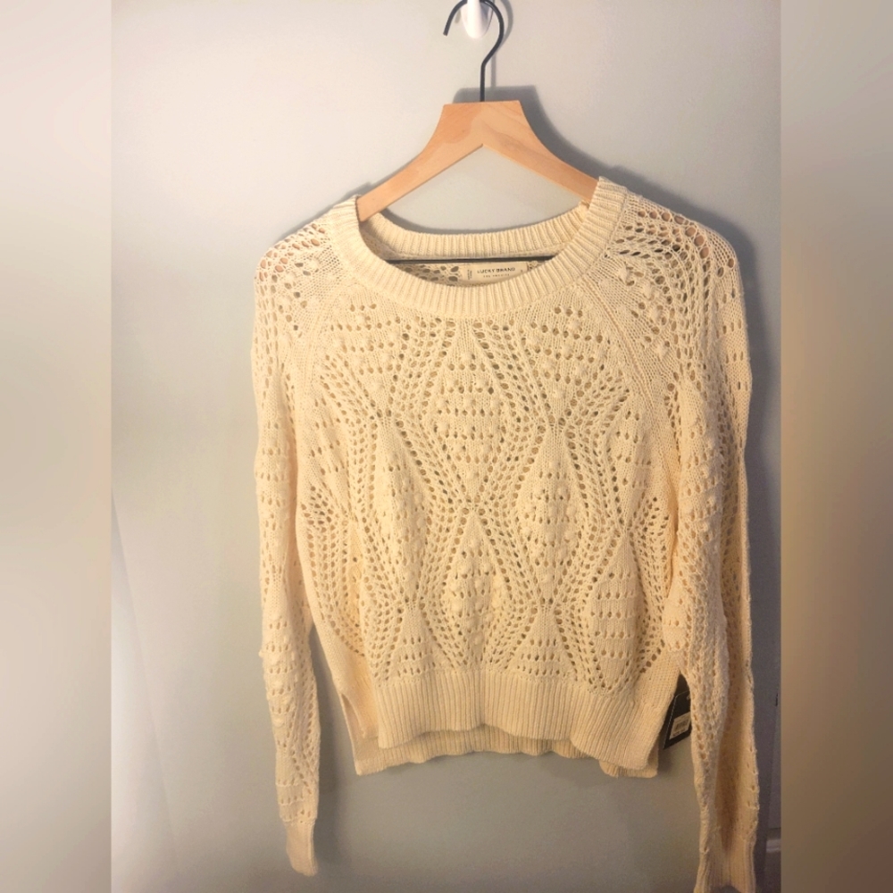 Lucky Brand Women's Cotton Open-Stitch Pullover